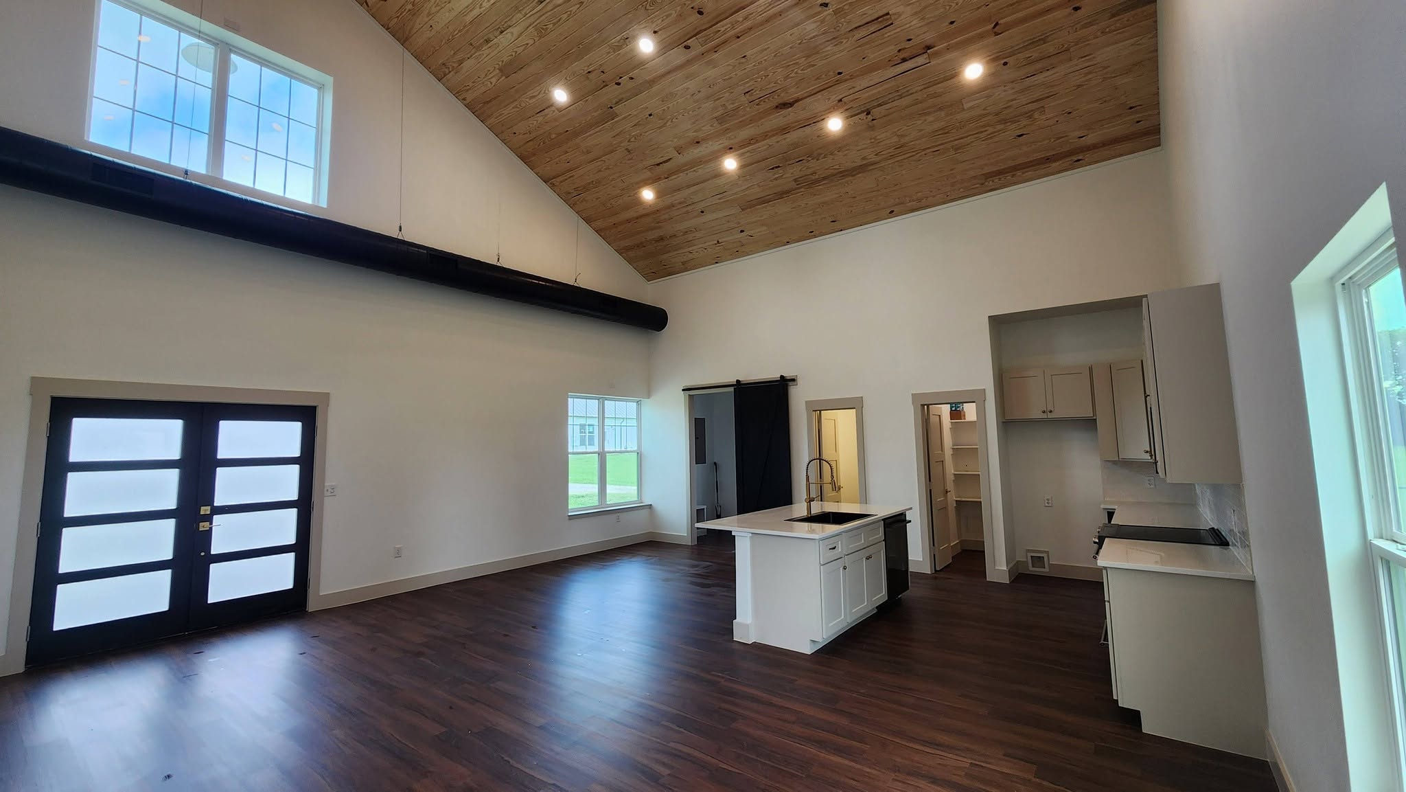 Finished custom built-in cabinetry and oak countertop in a Royse City home